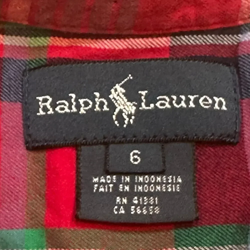 Ralph Lauren Plaid Oxford Shirt sz 6 Button Down Shirt Boys' Madras Plaid